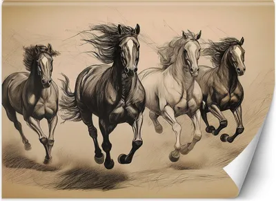 Produktbild von Vlies fototapete Pferde Tiere Vintage 150x105 cm Feeby Beige inkl. Kleber einfache Montage