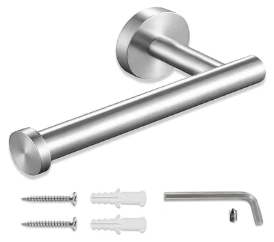 Produktbild von Toilettenpapierhalter aus SUS304 Edelstahl, rostfrei, für Badezimmer, Toilette und Küche, gebürstetes Silber, Schraubeninstallation