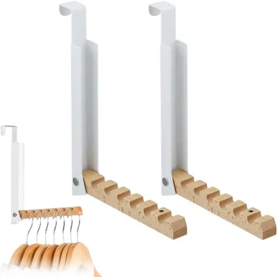 Obrázok produktu pre Vešiak na skladacie dvere 2 ks, kov a drevo, pre dvere do 2 cm, do spálne