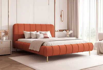 Produktbild von Polsterbett Elegantes Stoffbett "FIRENZE" mit hohem Kopfteil und großem Bettkasten