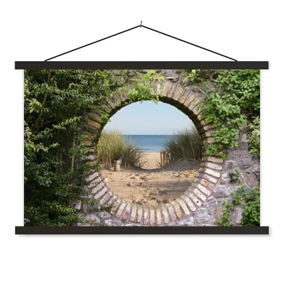 Produktbild von MuchoWow® Textilposter Aussicht - Strand - Düne - Sommer 60x40 cm mit schwarzem Rahmen - Hölzernes