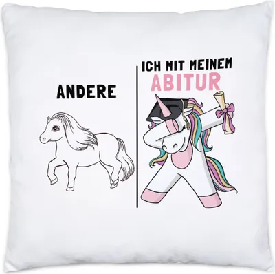 Produktbild von Andere Ich Mit Meinem Abi Kissen Inkl. Füllung Einhorn Pferd Abschlussgeschenk Abitur Humorvoll
