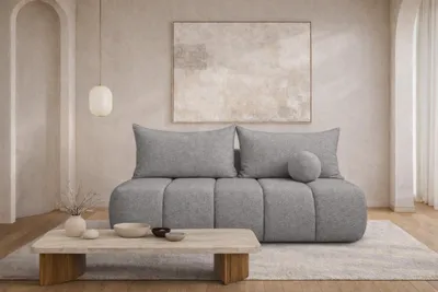 Produktbild von Kaiser Möbel Sofa mit Schlaffunktion und Bettkasten, Schlafsofa, Veloursstoff Monolith, Hellgrau, PIANO
