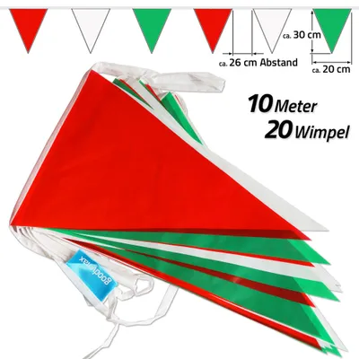 Produktbild von Goodymax® Wimpelkette 10 m Grün-Weiß-Rot