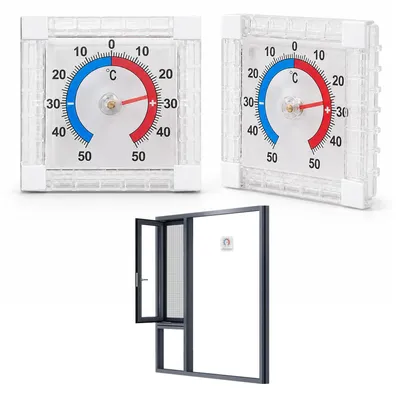 Imagen del producto de Termómetros analógicos para ventanas, 2 unidades, autoadhesivos, para uso en exteriores
