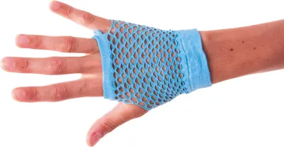 Produktbild von 80er-Jahre Netzhandschuhe fingerlos neonblau - Einheitsgröße