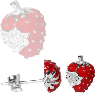 Produktbild von Ohrstecker 925er Sterling Silber mit Erdbeeren