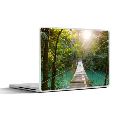 Produktbild von MuchoWow® Laptop Aufkleber Sticker Cover Dschungel - Wasser - Brücke - Natur - Pflanzen 30x21 cm - Sticker für Laptop - Selbstklebend
