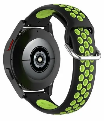 Produktbild von By Qubix Silikon Sportarmband mit Schnalle - Schwarz + Grün - passend für Garmin Vivoactive 6 / Vivoactive 5 / Vivoactive 3