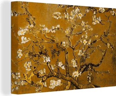 Produktbild von OneMillionCanvasses® - Leinwandbilder - 150x100 cm, Mandelblüte - Kunst - Van Gogh - Gold, Wandbilder Kunstdruck Wanddekoration - Foto auf Leinwand - Gemälde auf Holzrahmen