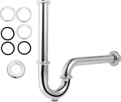 Obrázek produktu pro Nerezový sifon, 1-1/4" x 32 mm, dlouhý, s přírubou a přípojkou pro čištění