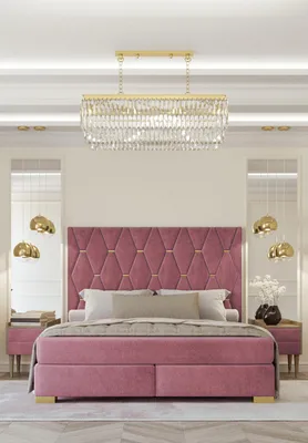Produktbild von Rosa Schlafzimmer Doppelbett Designer 2x Nachttische 3-teilige Garnitur