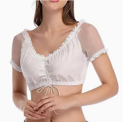 Produktbild von Spitzen Damen Dirndlbluse(XL),Weiß Elegant Trachtenbluse