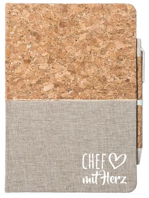Produktbild von Huuraa Notizbuch A5 Chef mit Herz 80 Blatt inkl. Kugelschreiber Tagebuch Geschenkidee