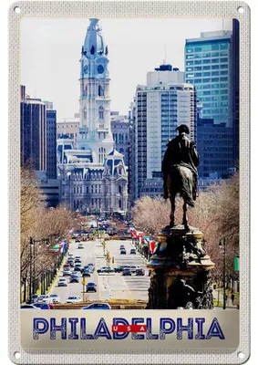 Produktbild von Blechschild Reise 20x30cm Philadelphia USA Amerika Stadt Kirche