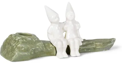 Kerzenhalter aus Porzellan, Weihnachtsmotiv, Höhe 8,5 cm, Weiß