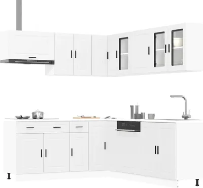 Produktbild von CLORIS 11-tlg. Küchenschrank-Set Porto Weiß Holzwerkstoff - Küchenschränke 621
