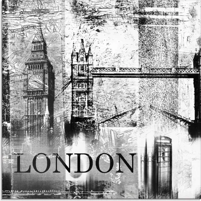 Produktbild von ARTland Glasbild London Skyline Abstrakte Collage 04 Größe: 30x30 cm