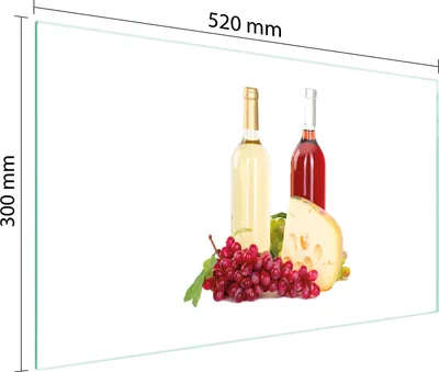 Produktbild von Glasschneidebrett mit Weinmotiv, 52x30 cm – hygienisch und leicht zu reinigen