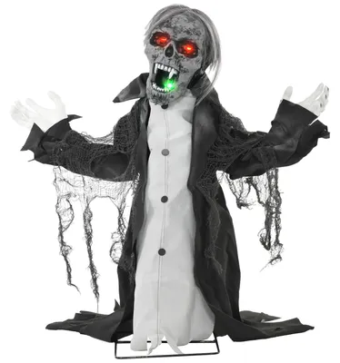 Productafbeelding van Halloweenversiering, skelet/zombie, beweegbaar, bewegingssensor, LED's & geluiden, 75 cm