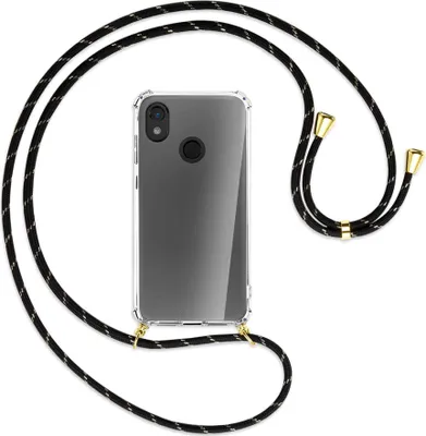 Produktbild von Handykette Backcover-Schutzhülle mit Band (Metall goldfarben) für Cat S52 - schwarz/gold