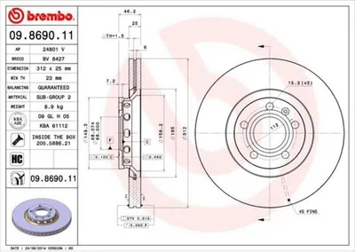 Produktbild von BREMBO Bremsscheiben (2 Stück) Vorderachse 09.8690.11