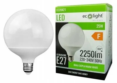 Zdjęcie produktu dla Żarówka Lampa Led G120 Kula Globe E27 25W = 150W 2250Lm 3000K Ciepła