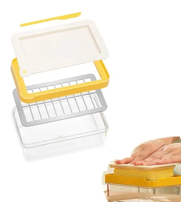 Butterdose aus Kunststoff, für 200 g Butter, mit Deckel, gelb