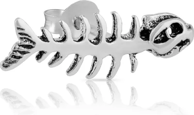 Produktbild von Einzel Fishbone groß Ohrstecker Gothic Motiv 925 Sterling Silber Keltisch 4345