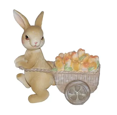 Produktbild von Deko Hase Osterhase Karre Blume Oster Figur Ei Osterei Kaninchen Skulptur Objekt