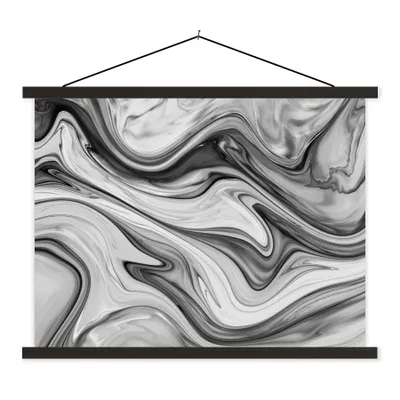 Produktbild von MuchoWow® Textilposter Marmor - Muster - Grau - Marmoroptik - Schwarz 120x90 cm mit schwarzem Rahmen - Aufhänger für Poster