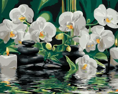 Obrázek produktu pro Zuty - Diamantové malování - ORCHIDEJE A LÁVOVÉ KAMENY, 40x50 cm, bez rámu a bez vypnutí plátna