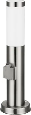 Produktbild von Standleuchte Edelstahl E27 IP44 - mit Steckdose