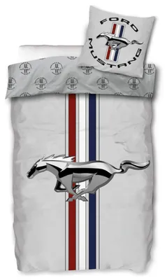 Produktbild von SkyBrands Ford Mustang Bettwäsche-Set 135x200 80x80cm, Retro Grau