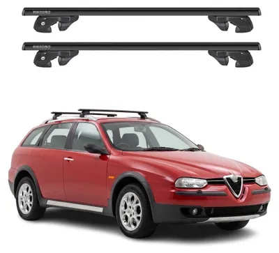Produktbild von Dachträger Grundtäger für Alfa Romeo 156 Crosswagon 2004-2007 Alu Schwarz 2x, KI-generiertes Bild