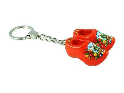 Produktbild von Holzschuh Schlüsselanhänger Oranje – 2 Klompen Holland Souvenir Anhänger