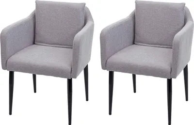Obrázek produktu pro sada 2 jídelních židlí HWC-H93, kuchyňská židle křeslo židle  látka/textil světle šedá