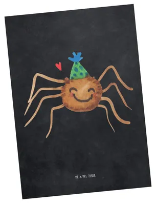 Produktbild von Mr. & Mrs. Panda Postkarte Spinne Agathe Party - Kreidetafel - Geschenk, Grußkarte, Motivation, Glück, Wunder, Postkarten, bildkarte, Selbstliebe, kunstkarte