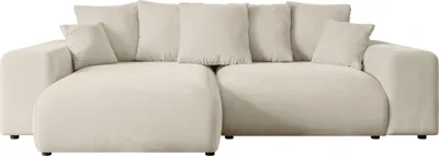 Produktbild von Ecksofa mit Schlaffunktion und Bettkasten ESKAR-L -266x176x72 cm Beige- Corner Sofa Bett Eckcouch Couch L-Form Schlafcouch Ausziehbar Wohnlandschaft Schlafsofa Cauchsofa