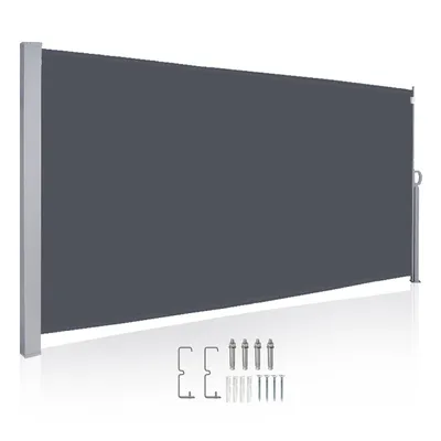 Immagine prodotto di Jiubiaz tenda laterale estensibile schermo privacy frangivento terrazza protezione solare tenda laterale a rullo alluminio tende da sole grigio 180x300cm