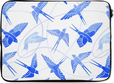Produktbild von MuchoWow® Laptop Hülle 14 ZollMuster - Blau - Vogel Laptoptasche - Laptoptasche - Stoßsicher - Schutzhaube