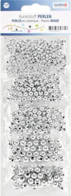 Produktbild von Wachsperlen-Set 4-8 mm silberfarben 500 Stück