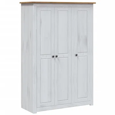 Produktbild von Kleiderschrank 3-Türig Weiß 118×50×171,5 cm Kiefer Panama Serie