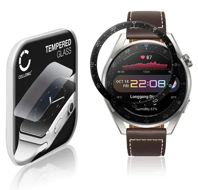Image de Protection d'écran en verre compatible avec Huawei Watch 3 Pro (3D Full Cover, résistance 9H, 0,33mm, Full Glue) - protège écran montre connectée sport gps fitness