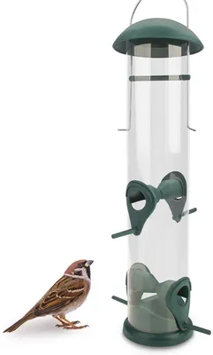 Produktbild von I 20cm Körner Vogelfutterspender Grün Mit 2 Anflugplätzen Vogel - Gruen 30Cm