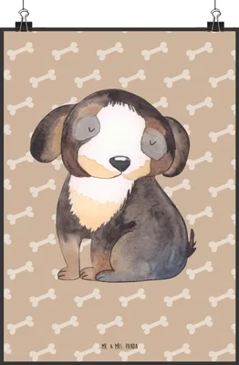 Produktbild von Mr. & Mrs. Panda Bild Hund Entspannen DIN A1 - Hundeglück - Geschenk, Liebe, drucke, Sprüche, wanddeko, Schwarzer, Kunstdruck, Süß, Wandbild, Niedlich, Plakat