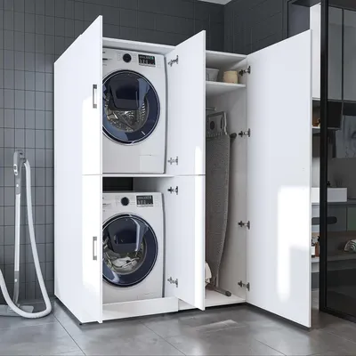 Immagine prodotto di Roomart DORA-II Mobile da appoggio per lavatrice, larghezza 130 cm, bianco
