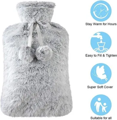 Produktbild von Famanu Warmwasserflasche 2 Liter - Mit weichem Bezug aus Plüsch