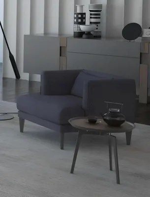Produktbild von Große Wohnzimmergarnitur Dreisitzer Sessel Couchtische Graue Holzmöbel