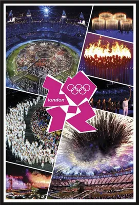 Image de London 2012 - Poster - Olympics - Opening Ceremony + cadre amovible, Shinsuke® Maxi plastique noir, vitre acrylique